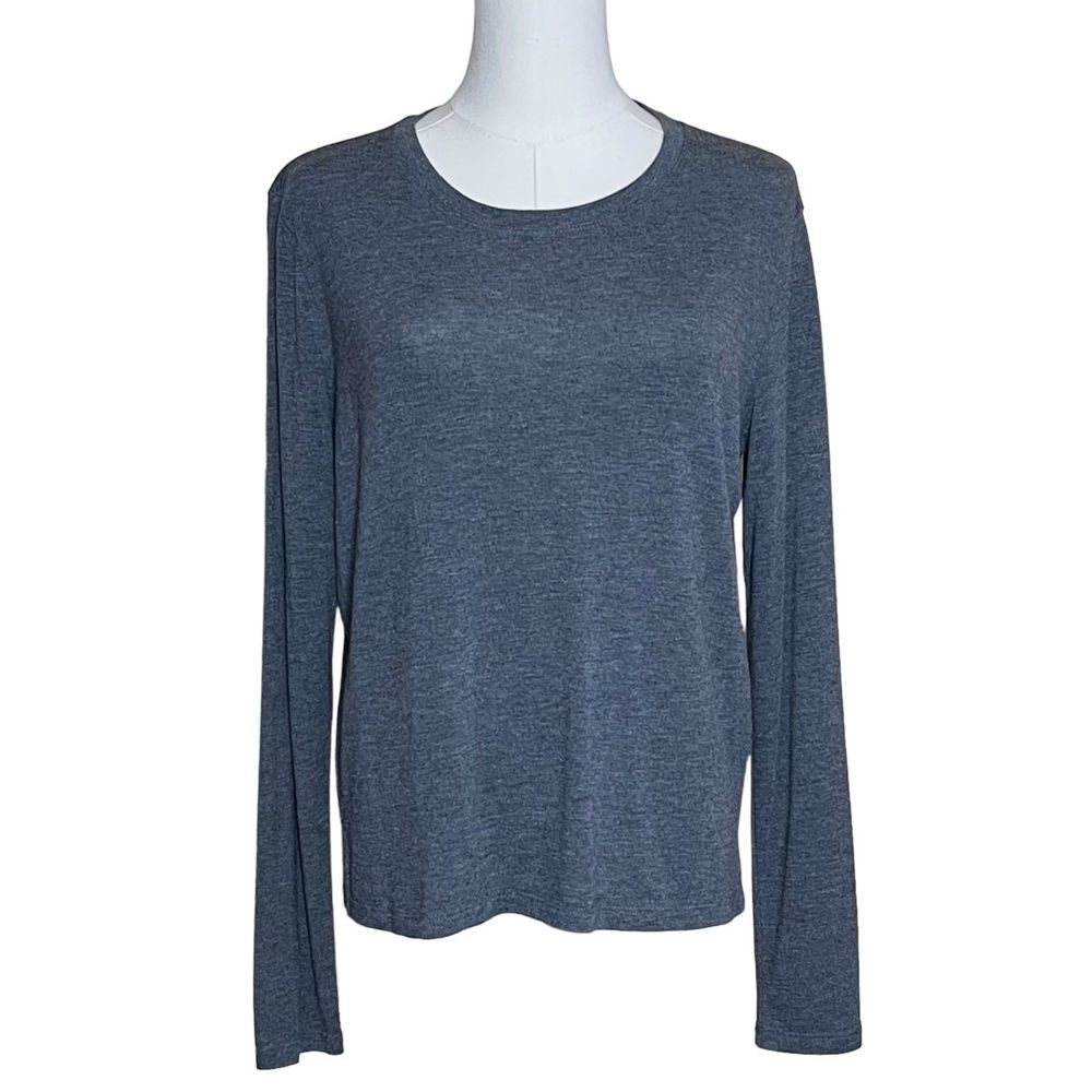 Athleta Women's Crew Neck Long Sleeves Top Gray Modal Blend Size S Athletic Gym